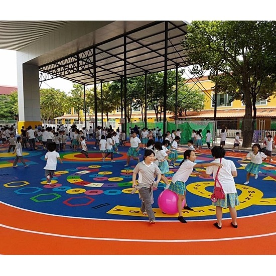 ออกแบบก่อสร้างสนามกีฬาพื้นพียู-บารมี - งานพื้นสนามกีฬา Play Ground EPDM สนามเด็กเล่น