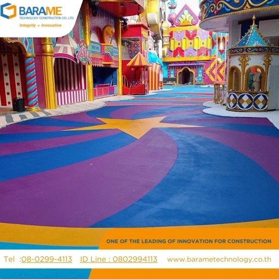 งานพื้นตกแต่งสวยงาม Car Park Decorative - บริษัท บารมี เทคโนโลยี คอนสตรัคชั่น จำกัด - งานพื้นตกแต่งสวยงาม Car Park Decorative  งานตกแต่งพื้นด้วยสีสันและลวดลาย  พื้นผิวสั่งทำพิเศษ 